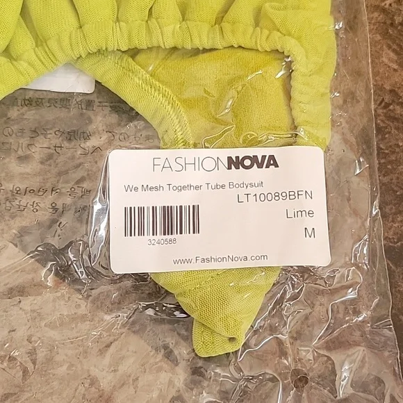 Fashion Nova- We Mesh Together Tube Bodysuit (Lime) *NEW* - Picture 8 of 10